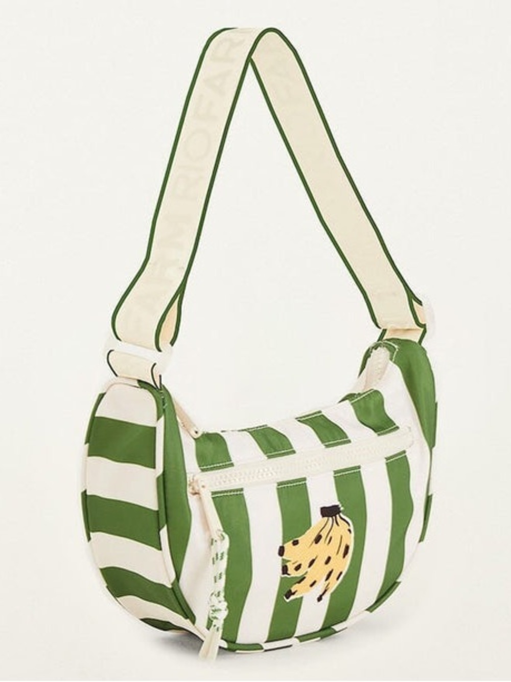NEW FARM Rio Green Tropical Banana Shoulder Bag Stripes Size 12" x 6.75" x 3" - Picture 3 of 7